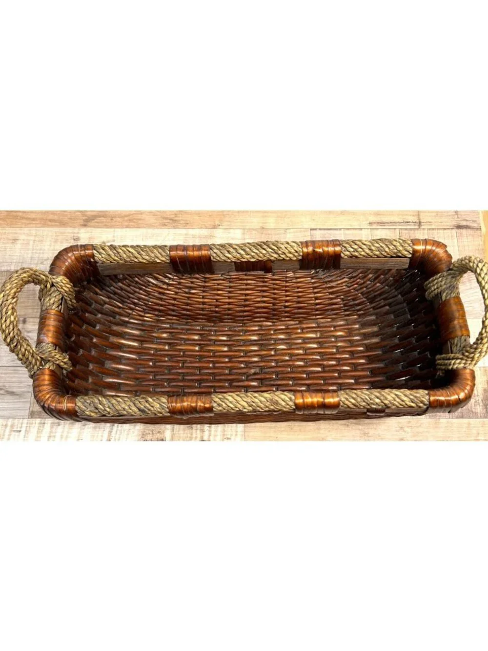 Sturdy Wicker Woven Basket With Rope, Storage,  Unique ShapePre-Owned